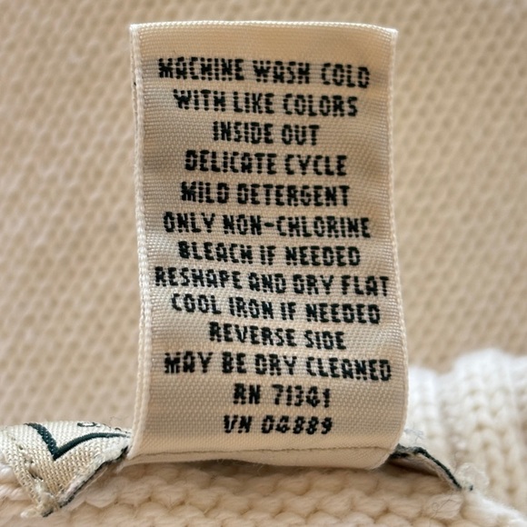 L.L. Bean Womens Turtleneck Sweater Size Medium Ivory 100% Cotton Classic Knit - Picture 7 of 13